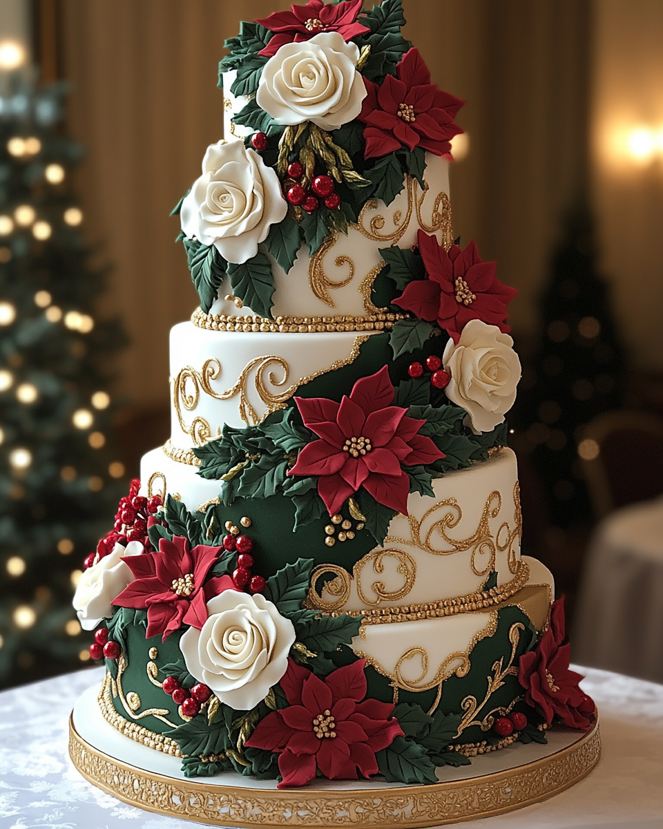 A Festive Christmas Wedding Cake with Geode Design