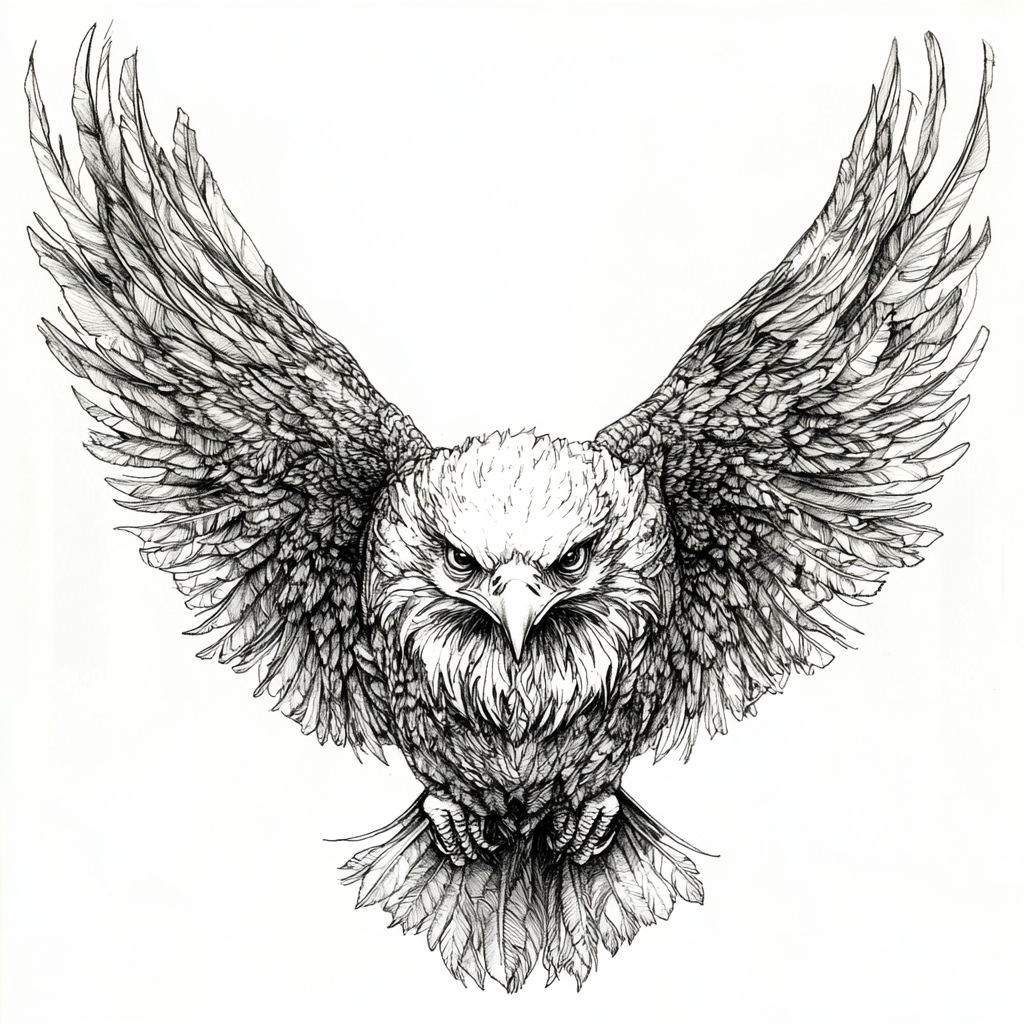 A Filipino eagle in sketch style on white background