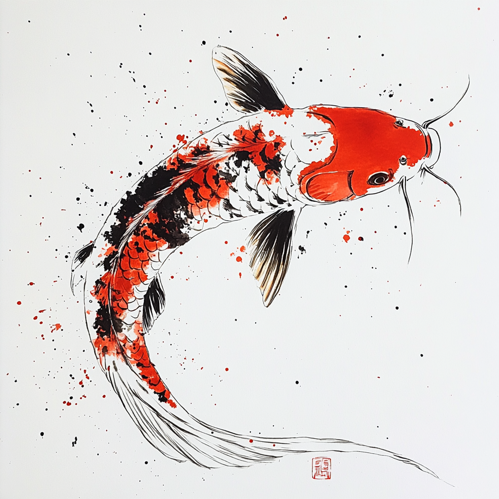 A Floating Koi Fish in Picasso-inspired Art