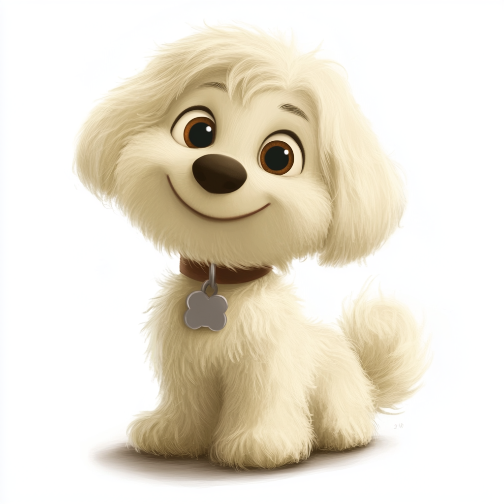 A Fluffy Maltipoo in Disney Pixar Style