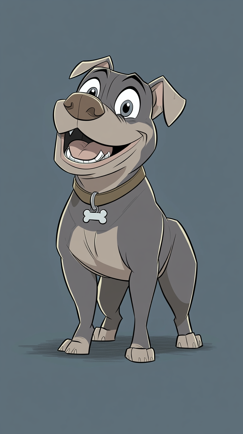 A Friendly Cartoon Pitbull Standing on Two Legs