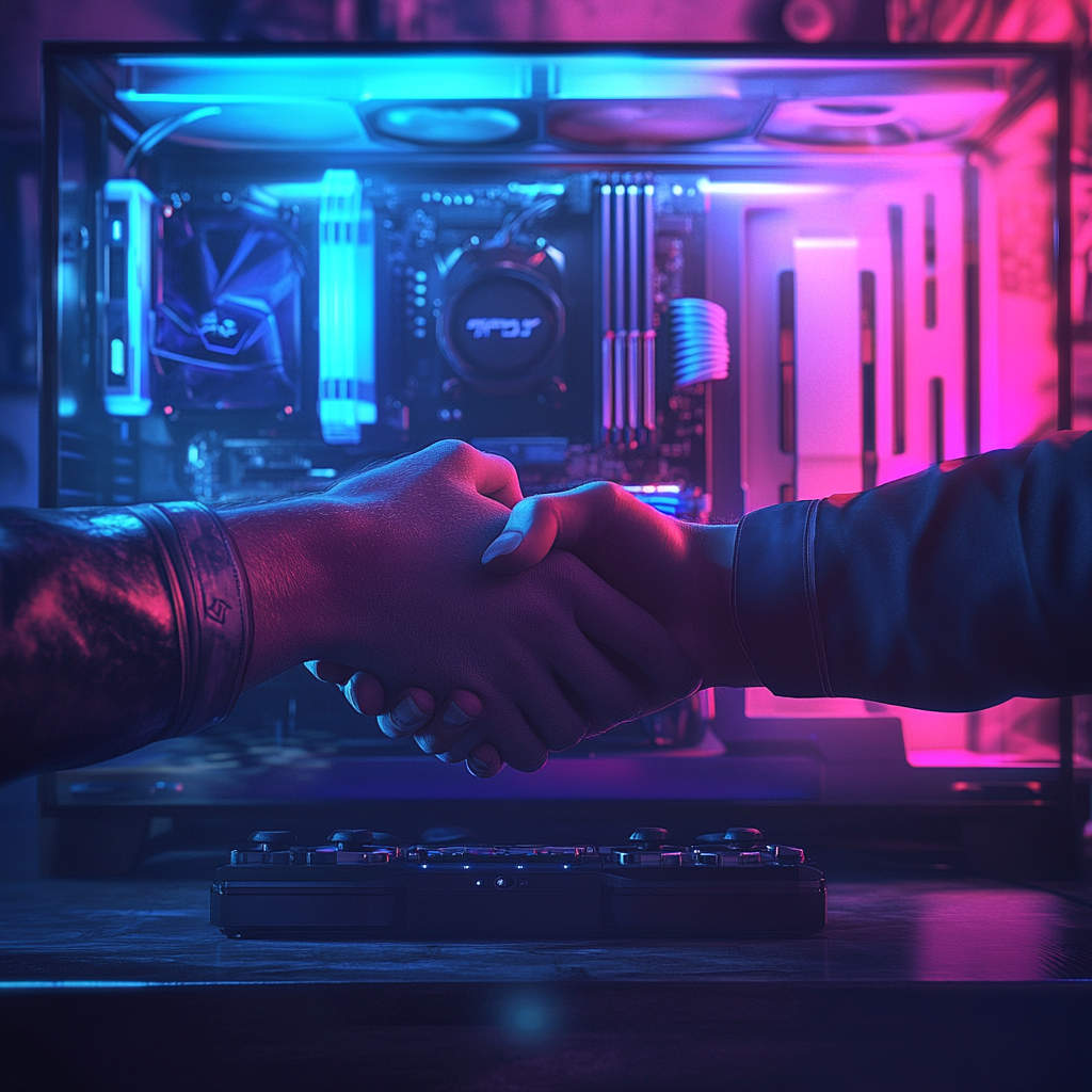 A Friendly Handshake After a Competitive Video Game