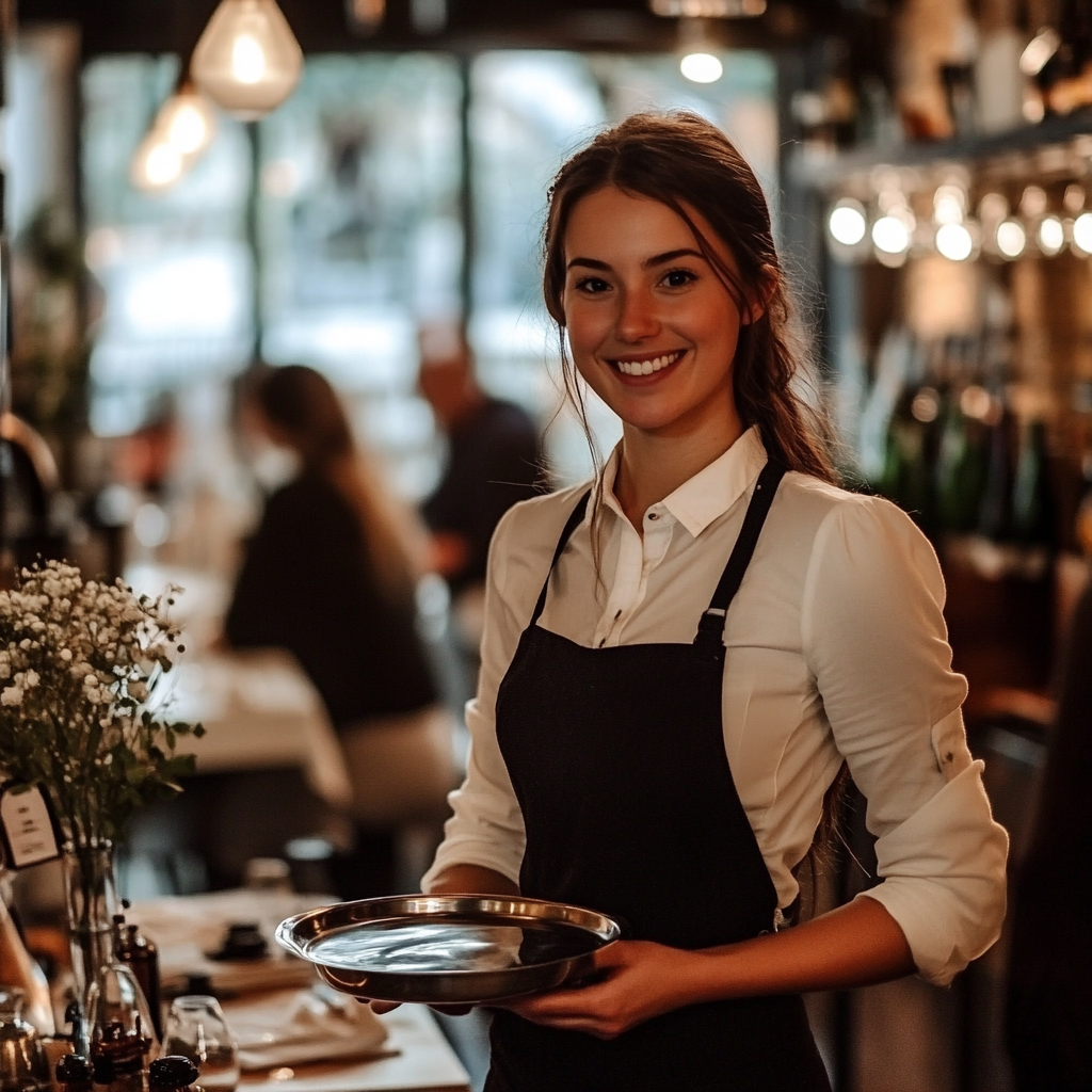 A Friendly Waitress in a Cozy Restaurant