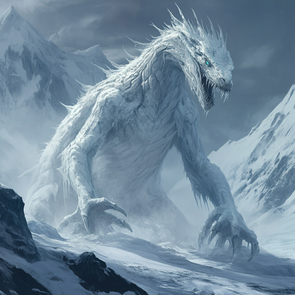 A Frostlurk: Giant, Icy Creature in Wastelands