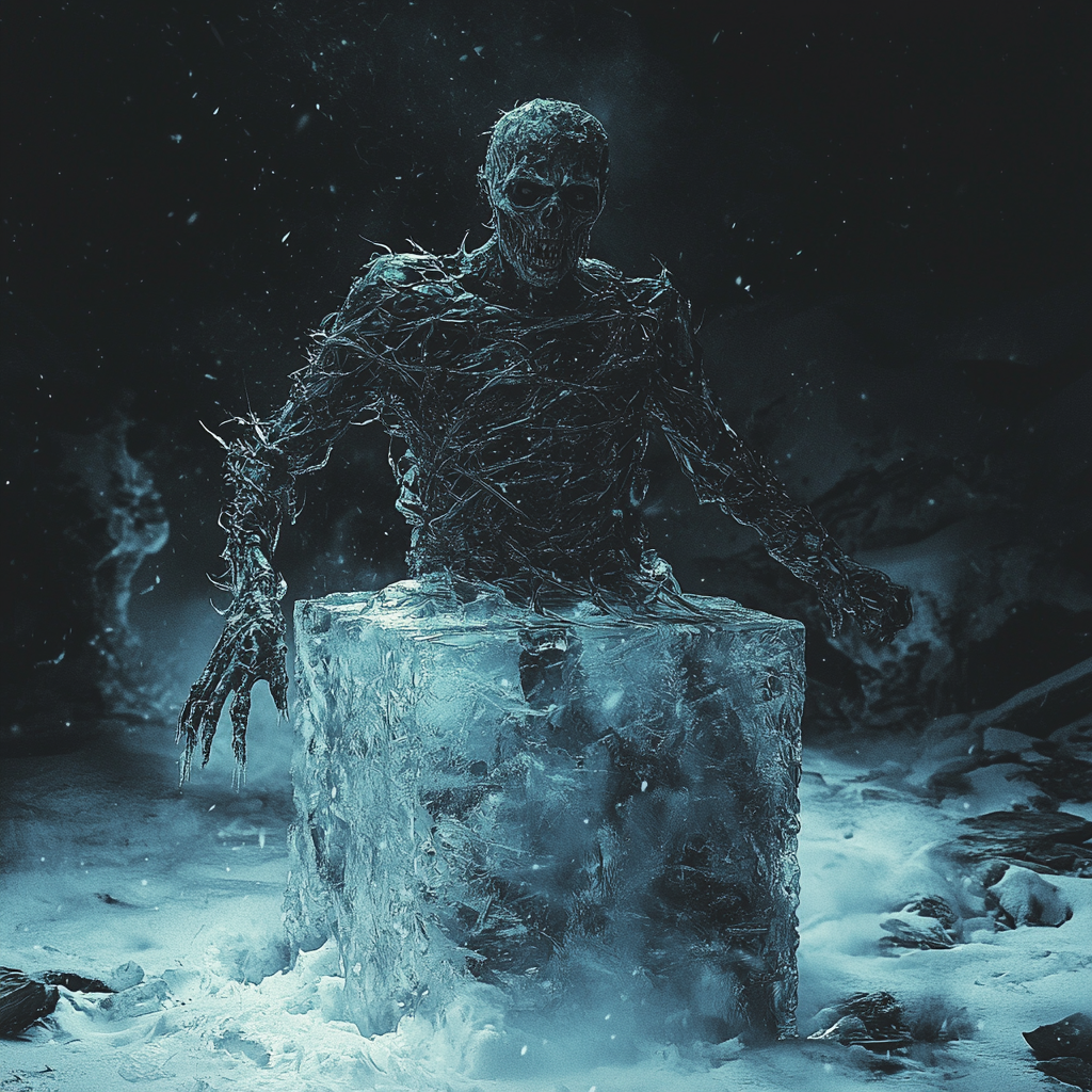 A Frozen Zombie Trapped in Ice