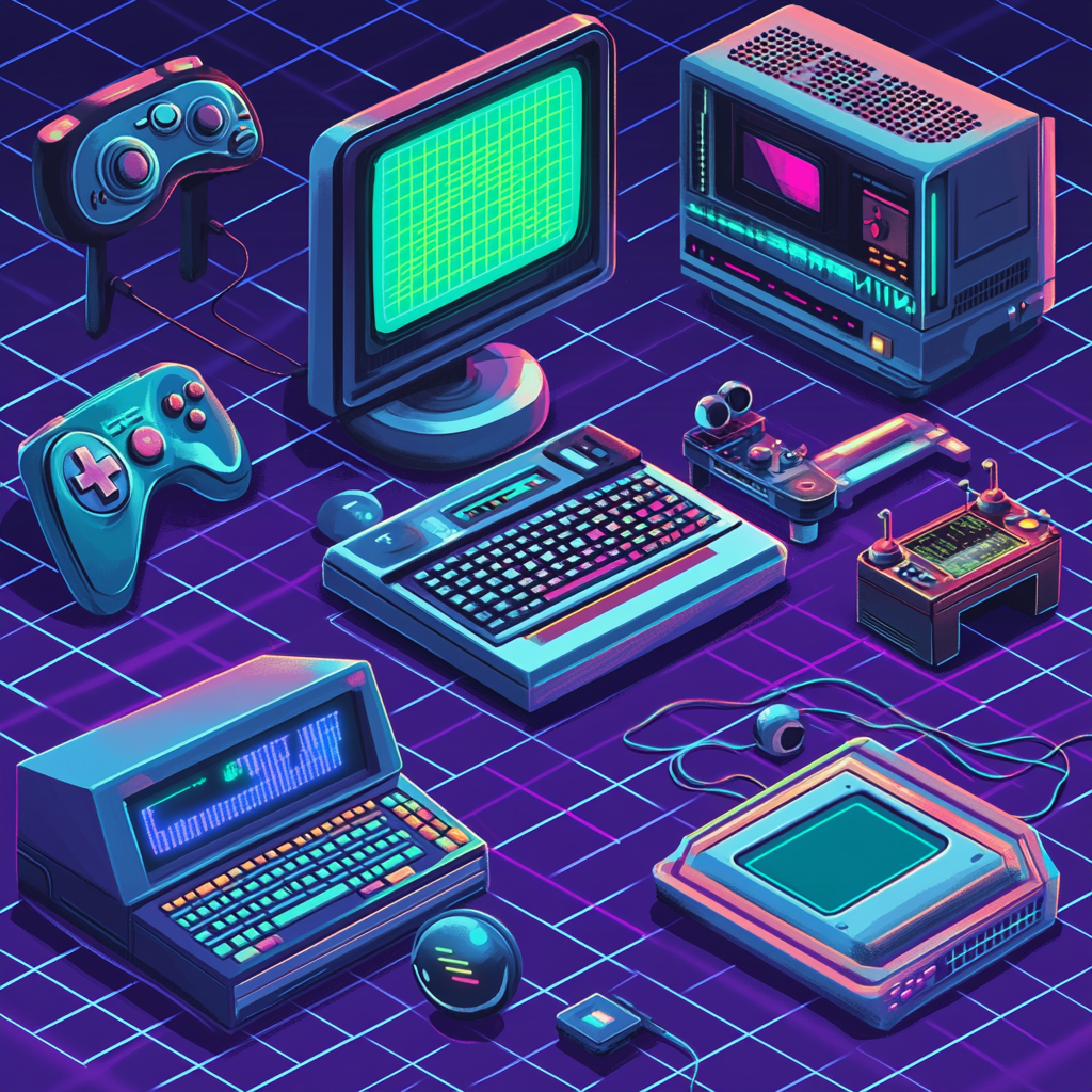 A Fun Retro-Futuristic Tech Room with AI & Games