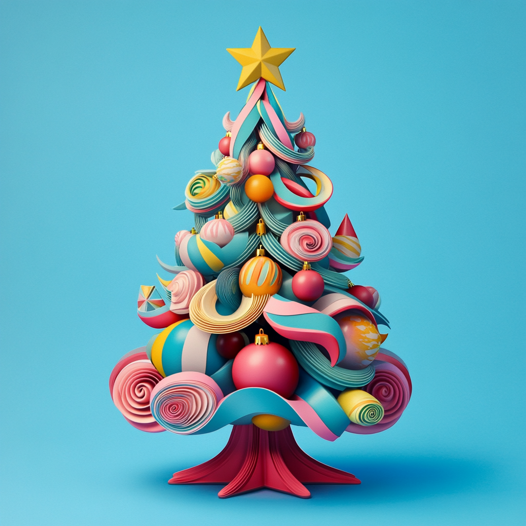 A Funky Christmas Tree in Pop Art Style