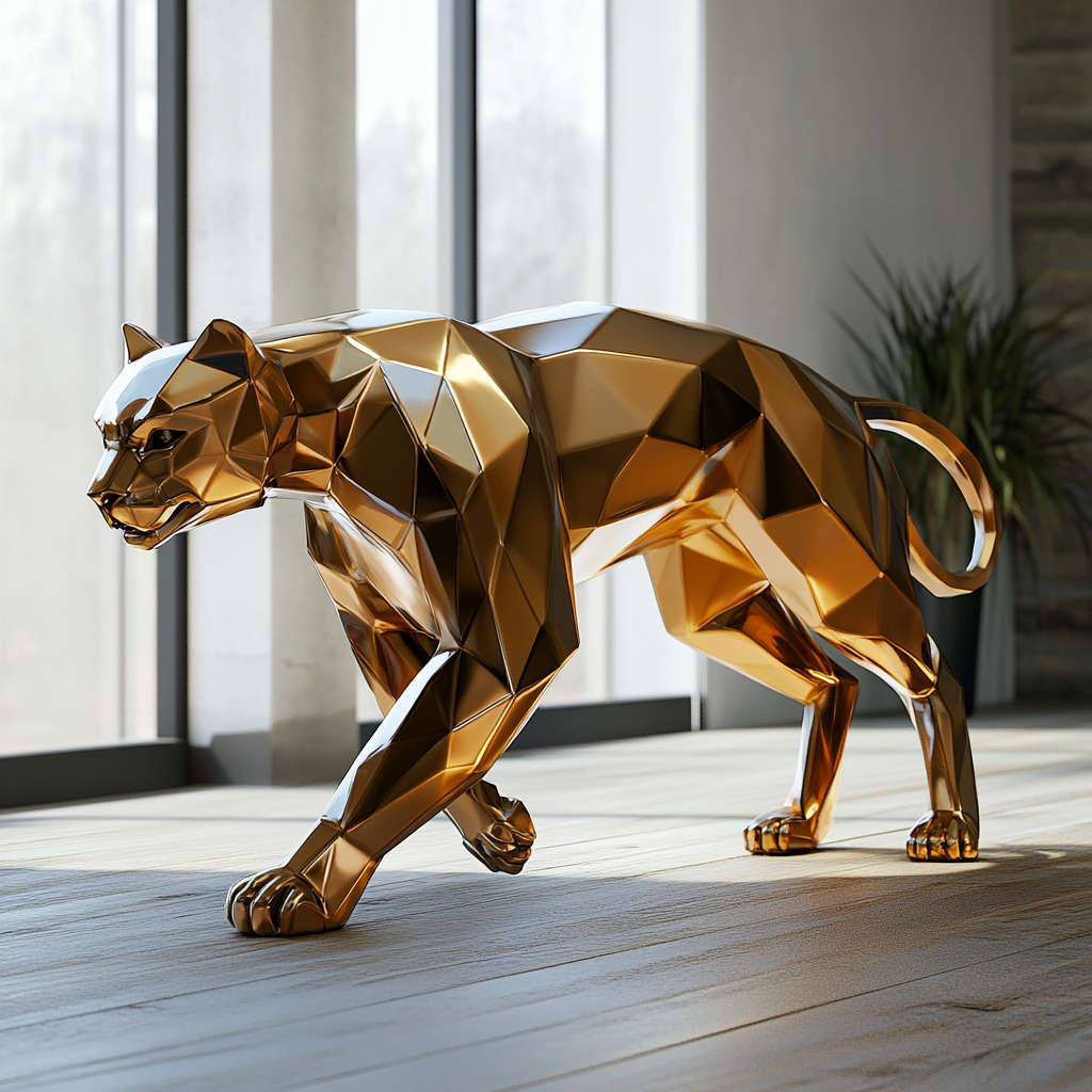 A Futuristic, Minimalistic Panther Sculpture in Decor