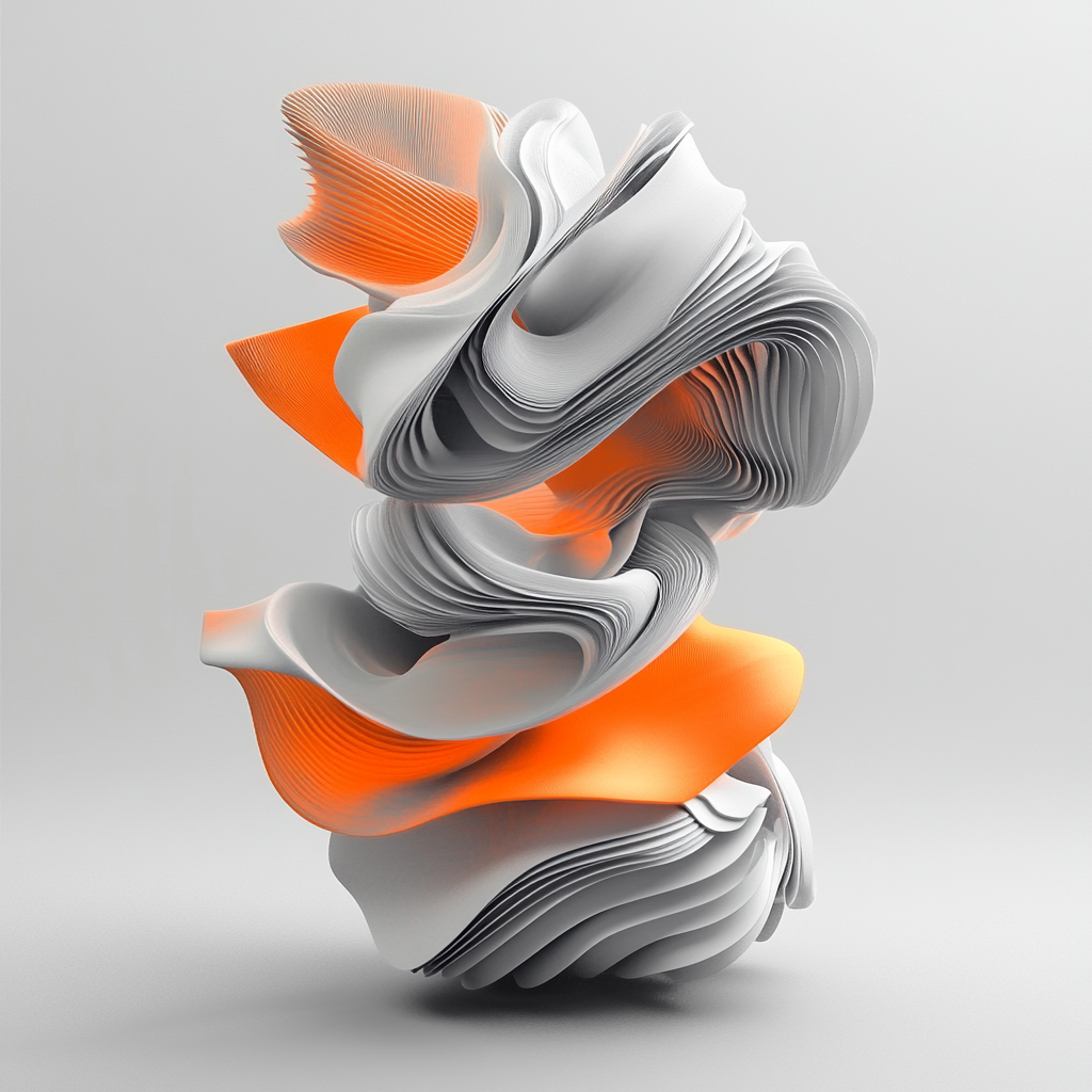 A Futuristic 3D Object in Grayscale with Orange