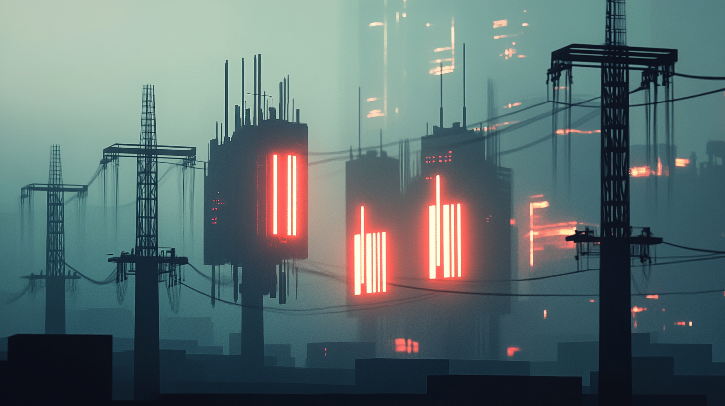 A Futuristic City Powered by Glowing Transformers