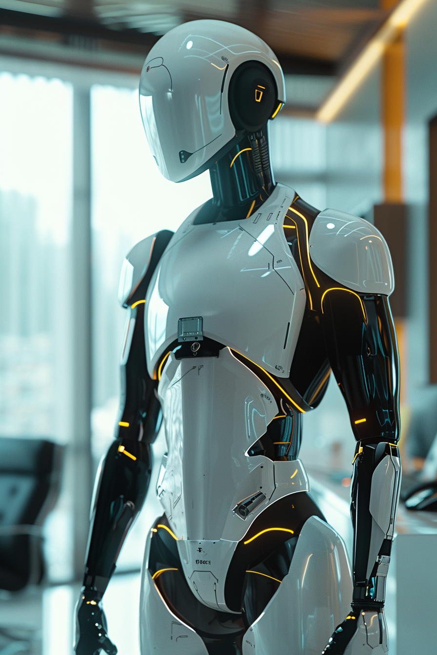 A Futuristic Humanoid AI in Executive Office