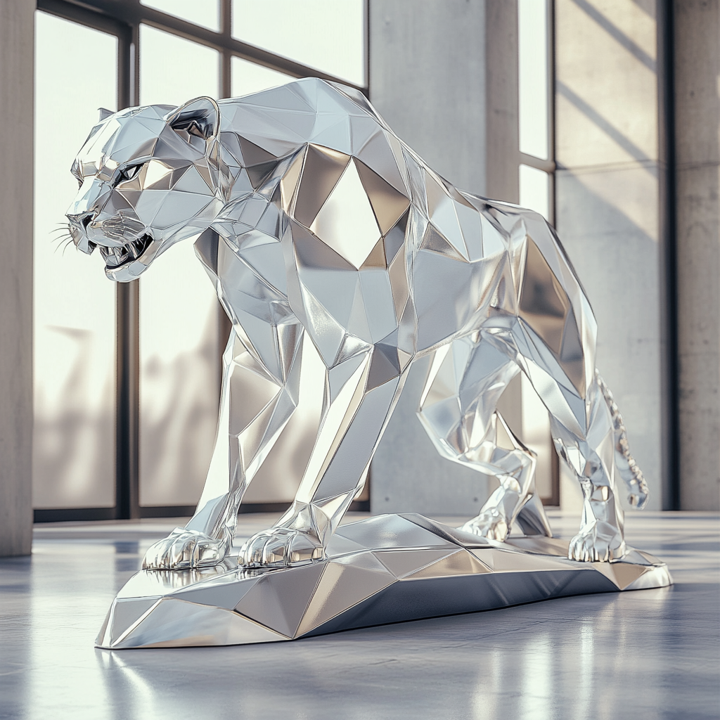 A Futuristic Panther Sculpture in Luxury Decor