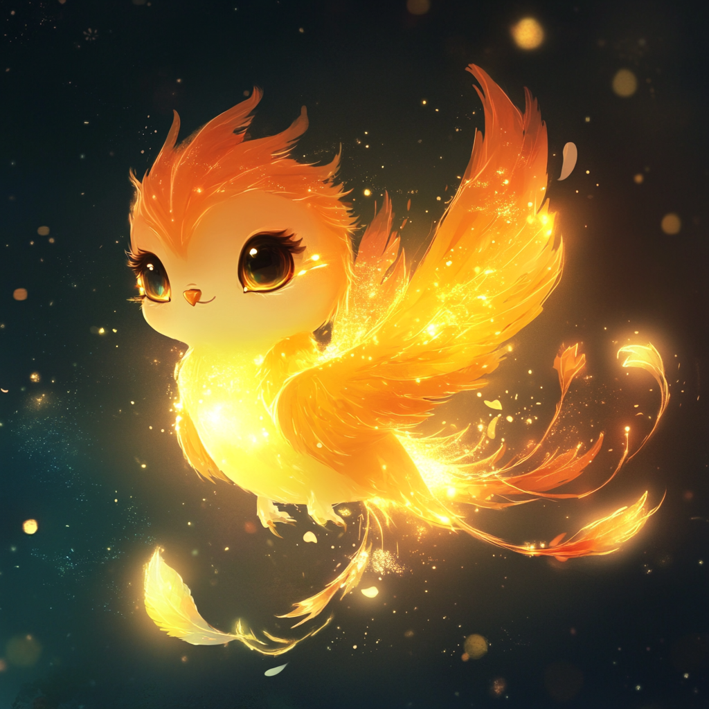 A Gentle, Glowing Phoenix in a Dreamlike World