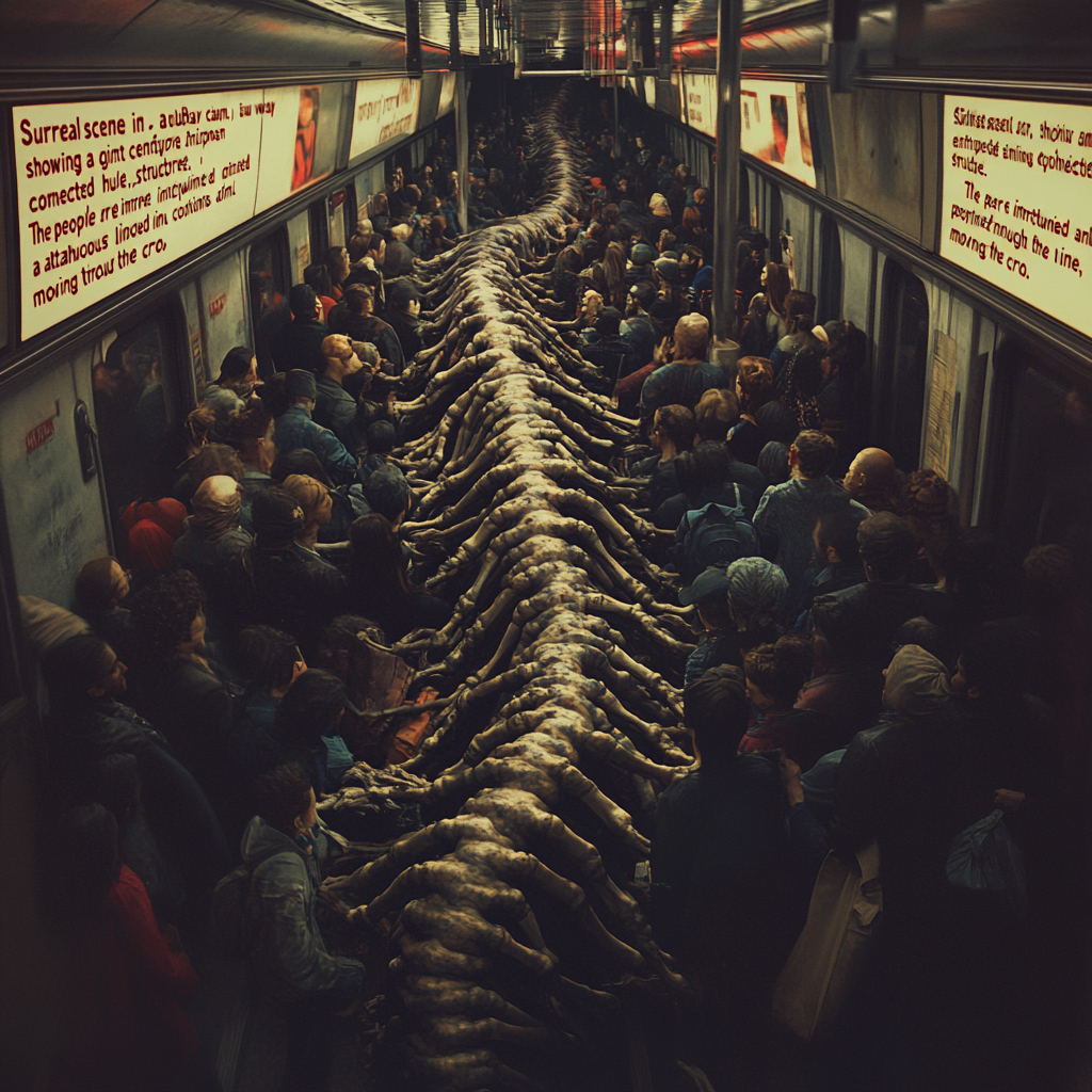 A Giant Centipede Made of Human Bodies