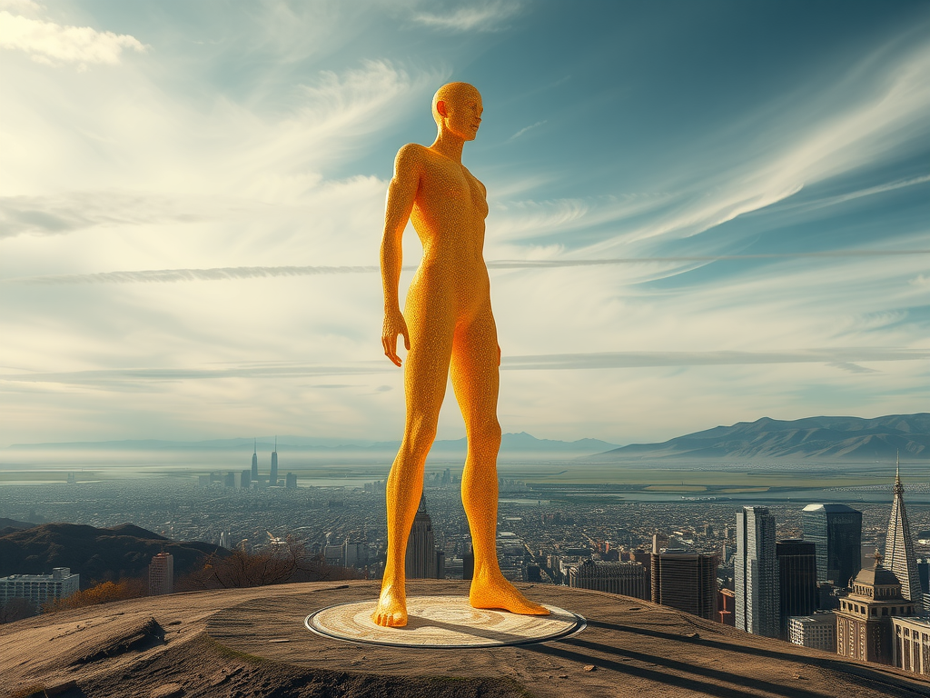 A Giant Futuristic Man Made from Pee