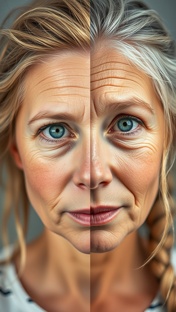 A Girl's Face Showing Youth and Old Age