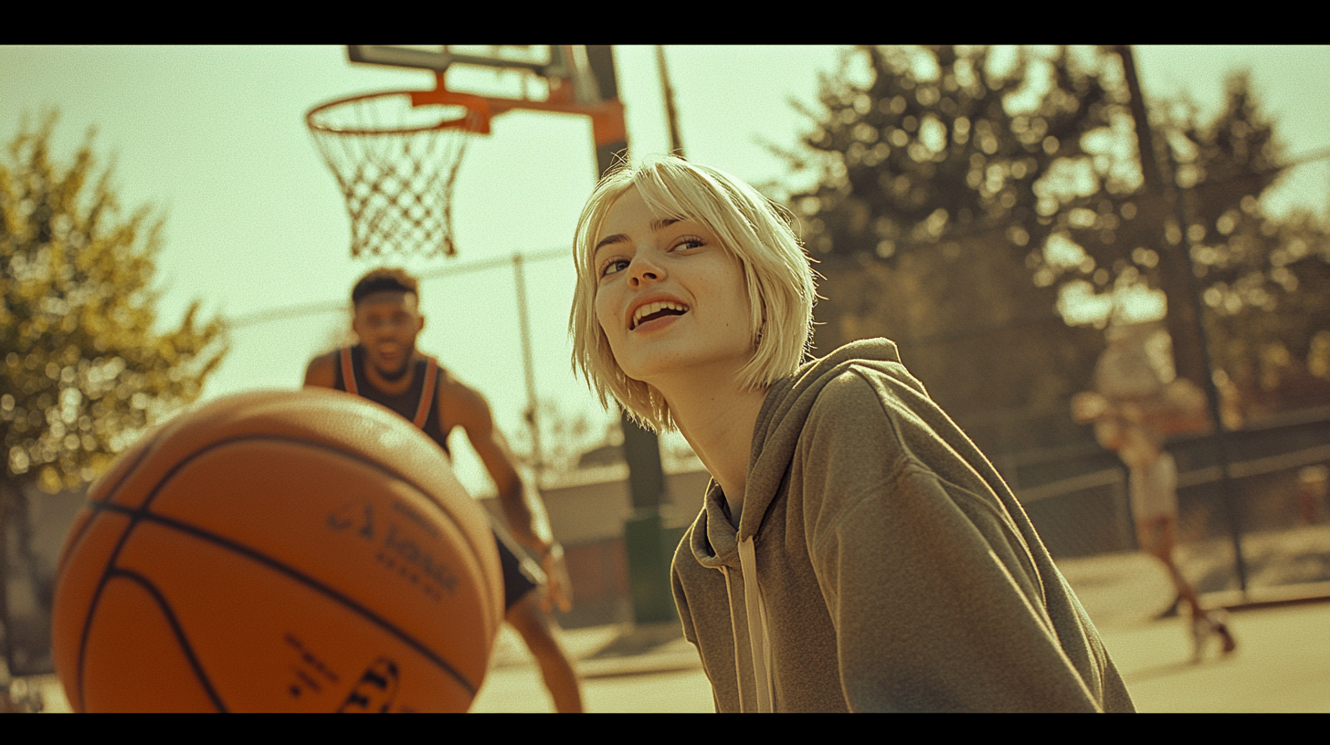 A Girl Basketballer Triumphant on Court