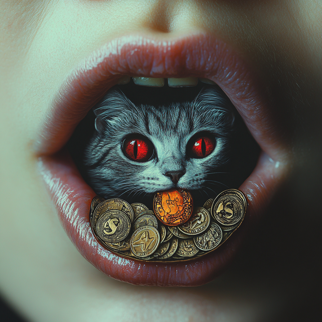 A Girl with a Cat Sticker on Tongue