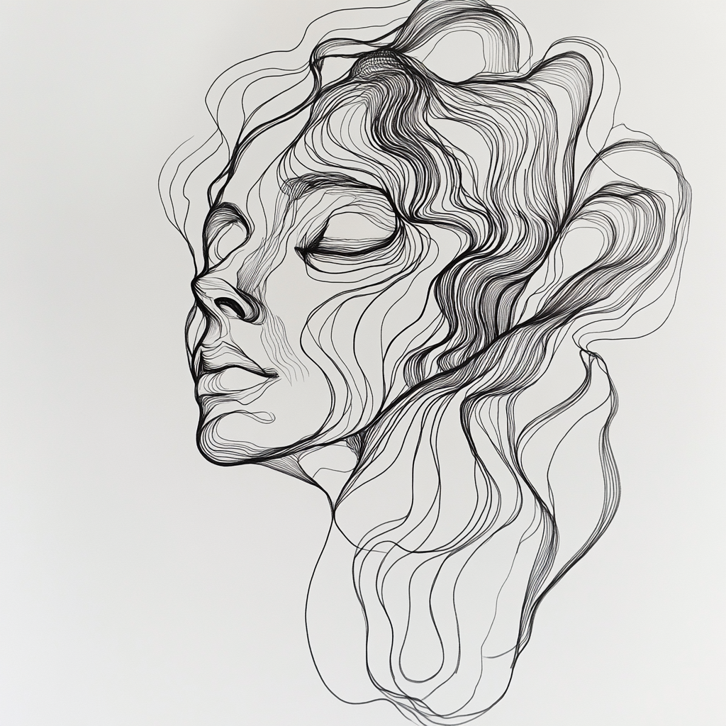 A Goddess in the Stars: Abstract Line Drawing