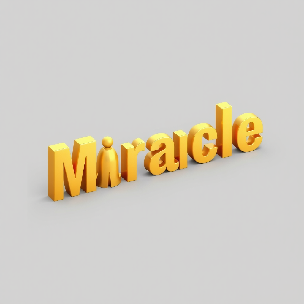 A Gold 'Miracle' Letter in 3D