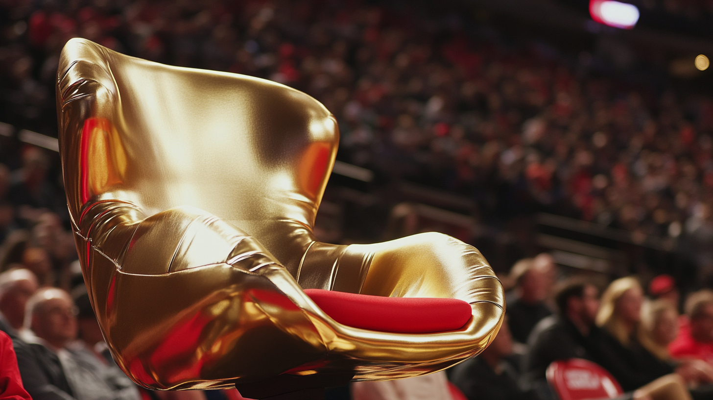 A Golden Exclusive Seat at Basketball Game, Fans Cheering