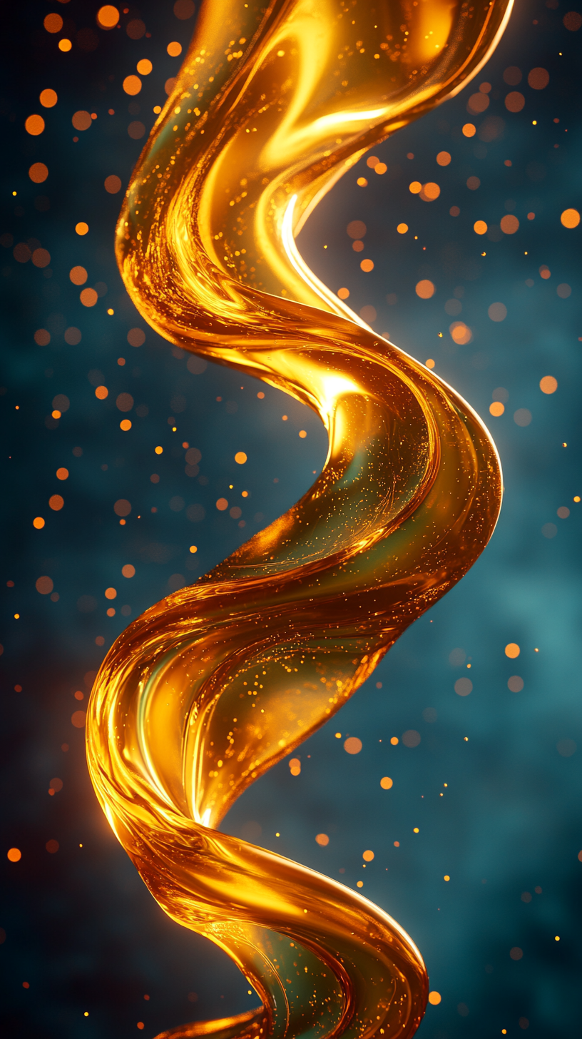 A Golden Oil Spiral on Dark Background