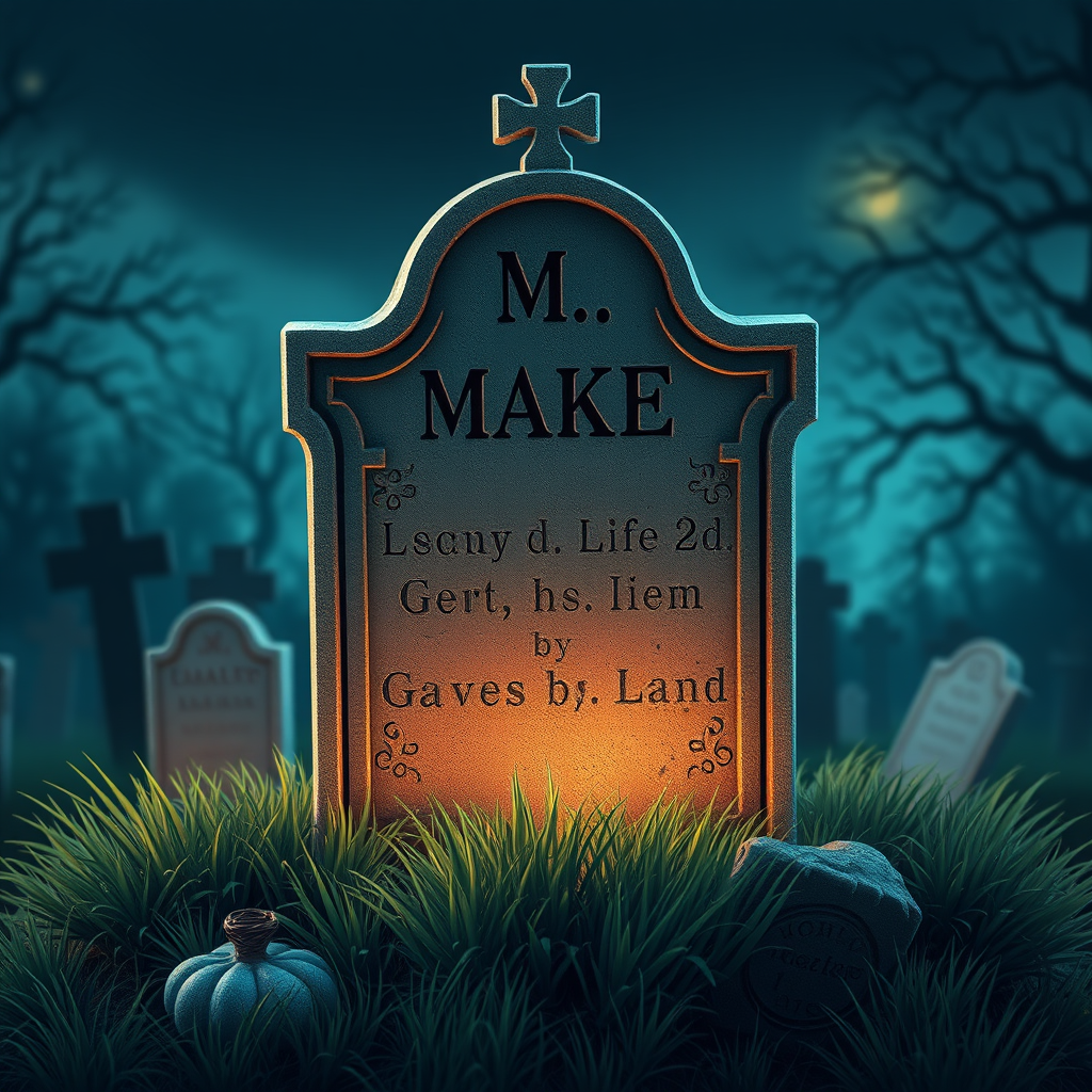 A Graveyard Scene with a Visible Gravestone