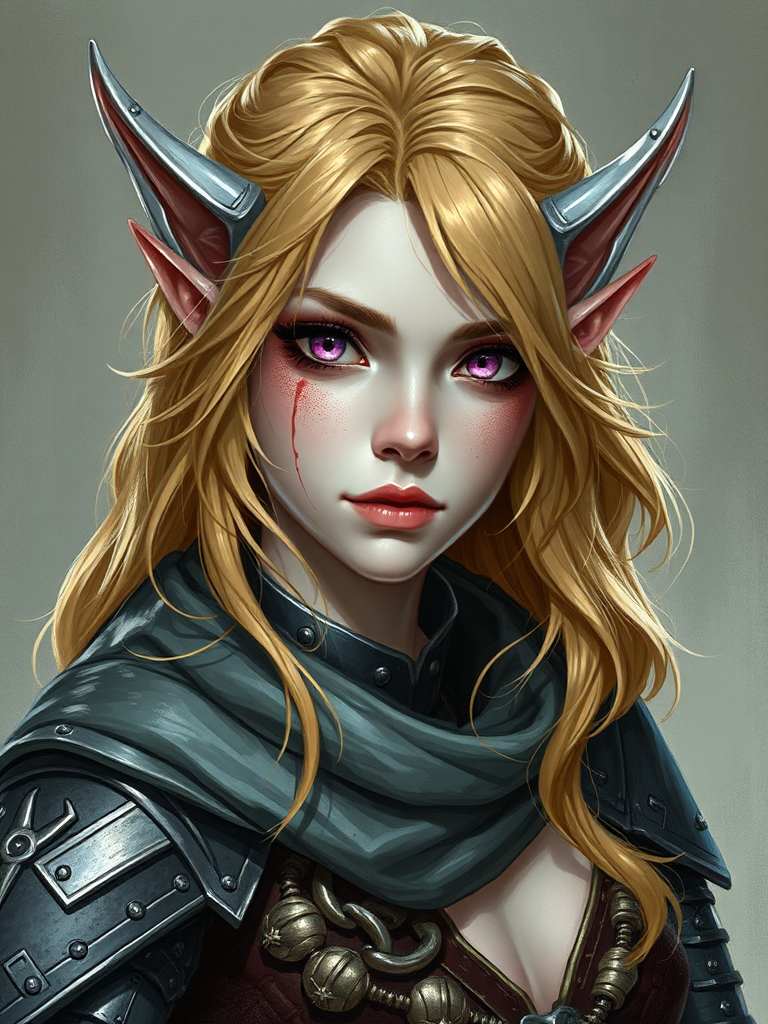 A Half Elf Girl with Silver Skin