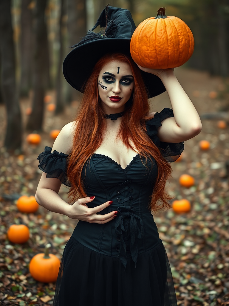 A Halloween Witch in Spooky Woods