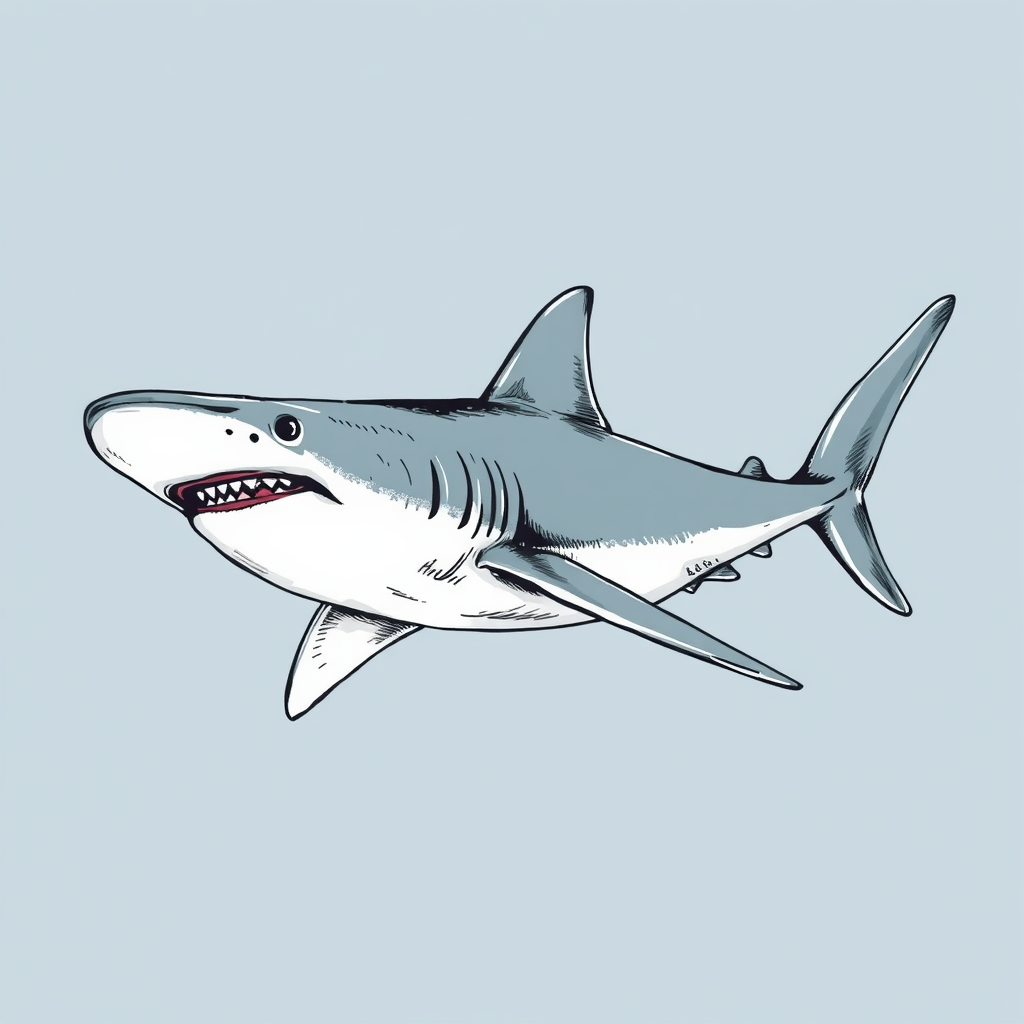 A Hand Drawn Hammerhead Shark Illustration