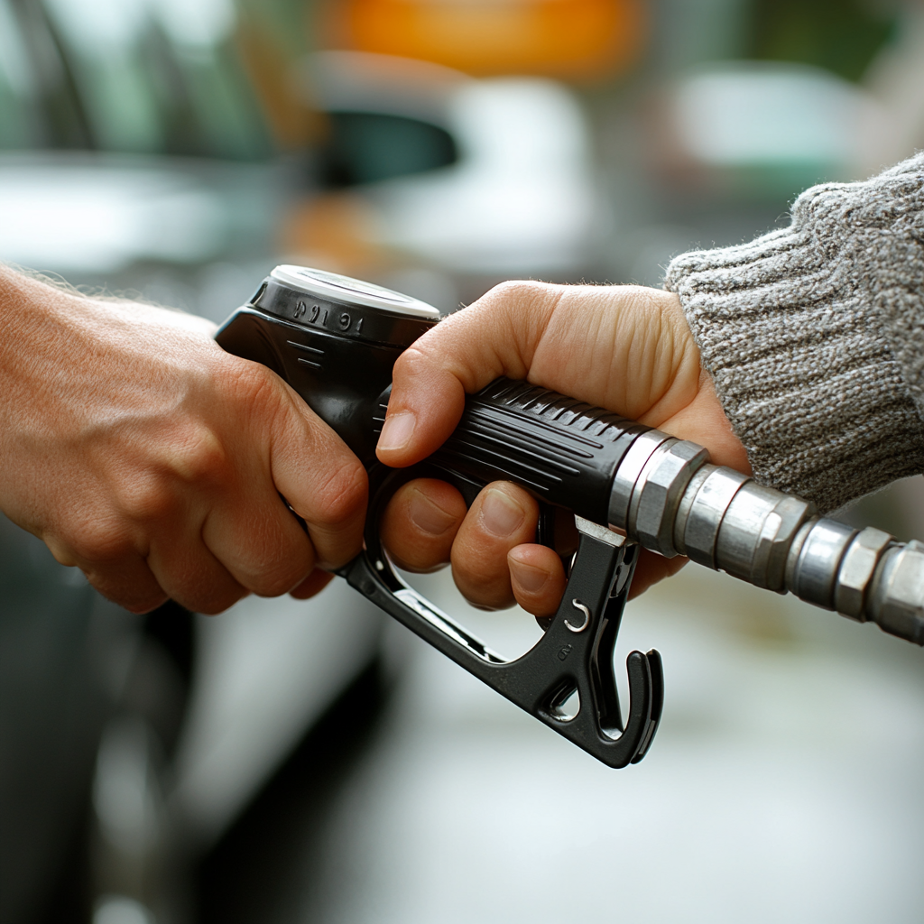 A Hand Holding a Gas Pump Versus Charger