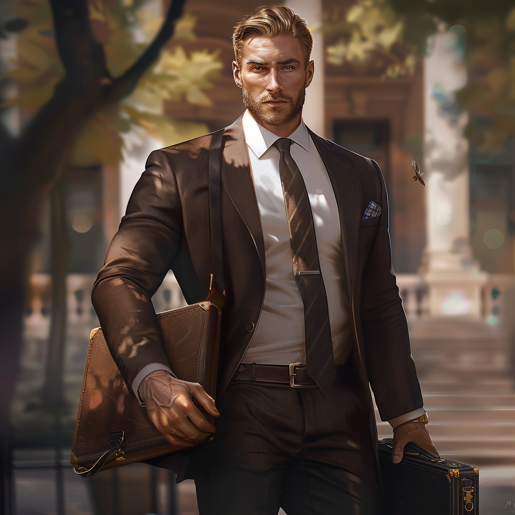 A Handsome American Man in Elegant Suit