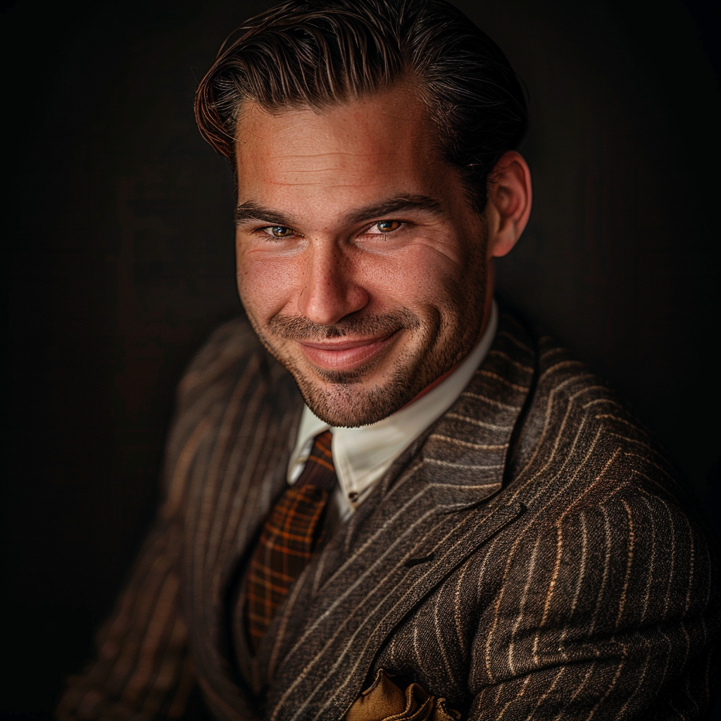 A Handsome Man in 1940s Fashion with Charming Smile