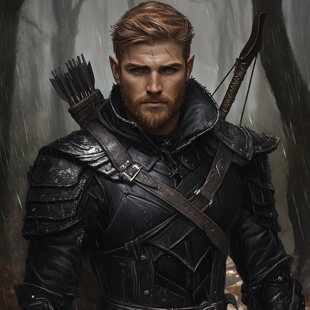 A Handsome Ranger in Black Leather Armor