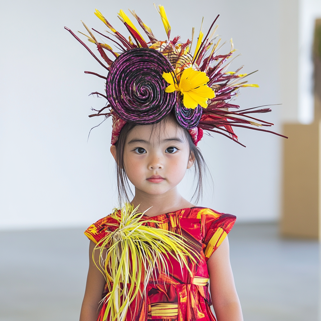 A Happy, Cool Asian Girl in Bright Outfit