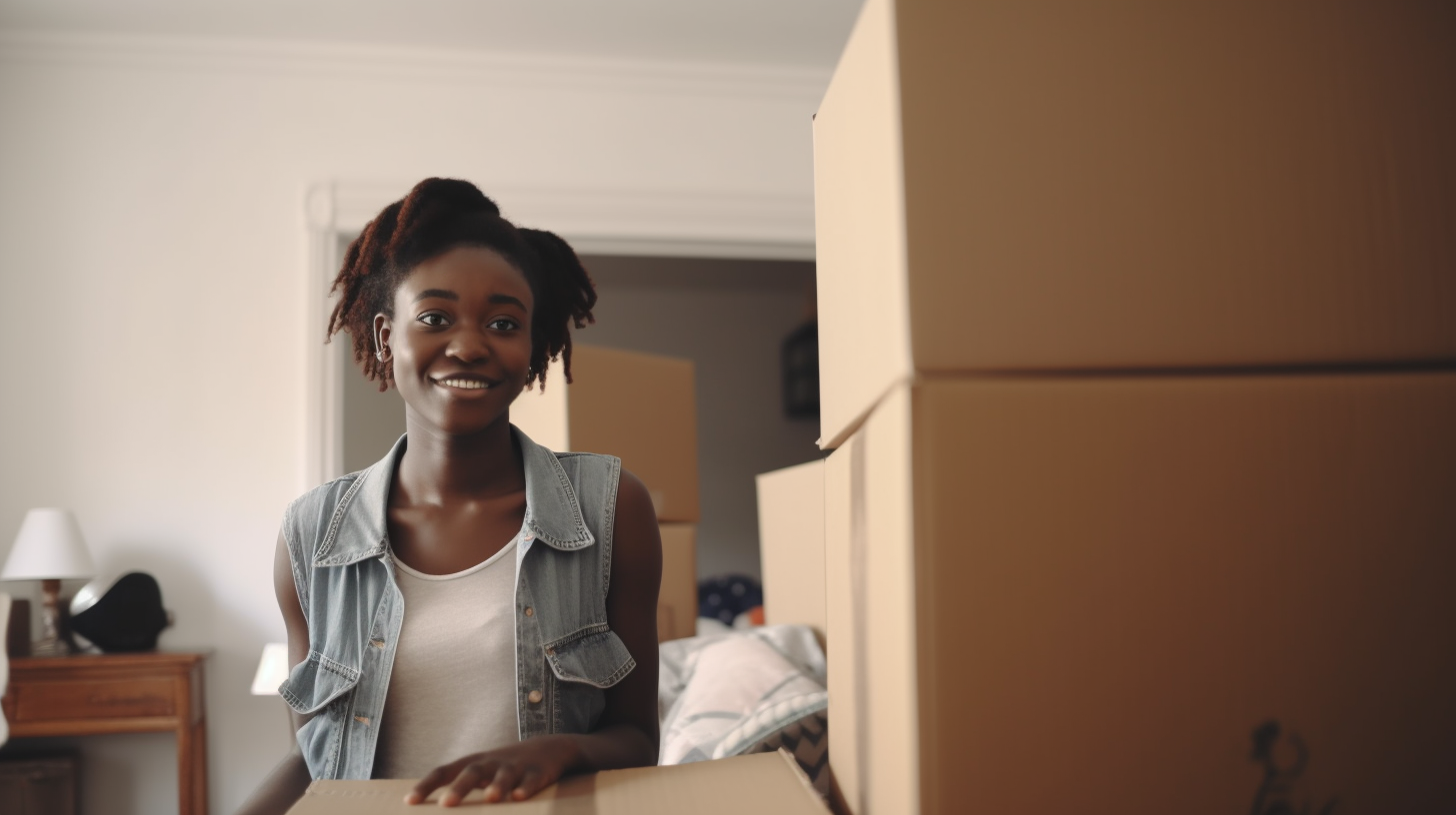 A Happy African Woman Moving Into New Bedroom