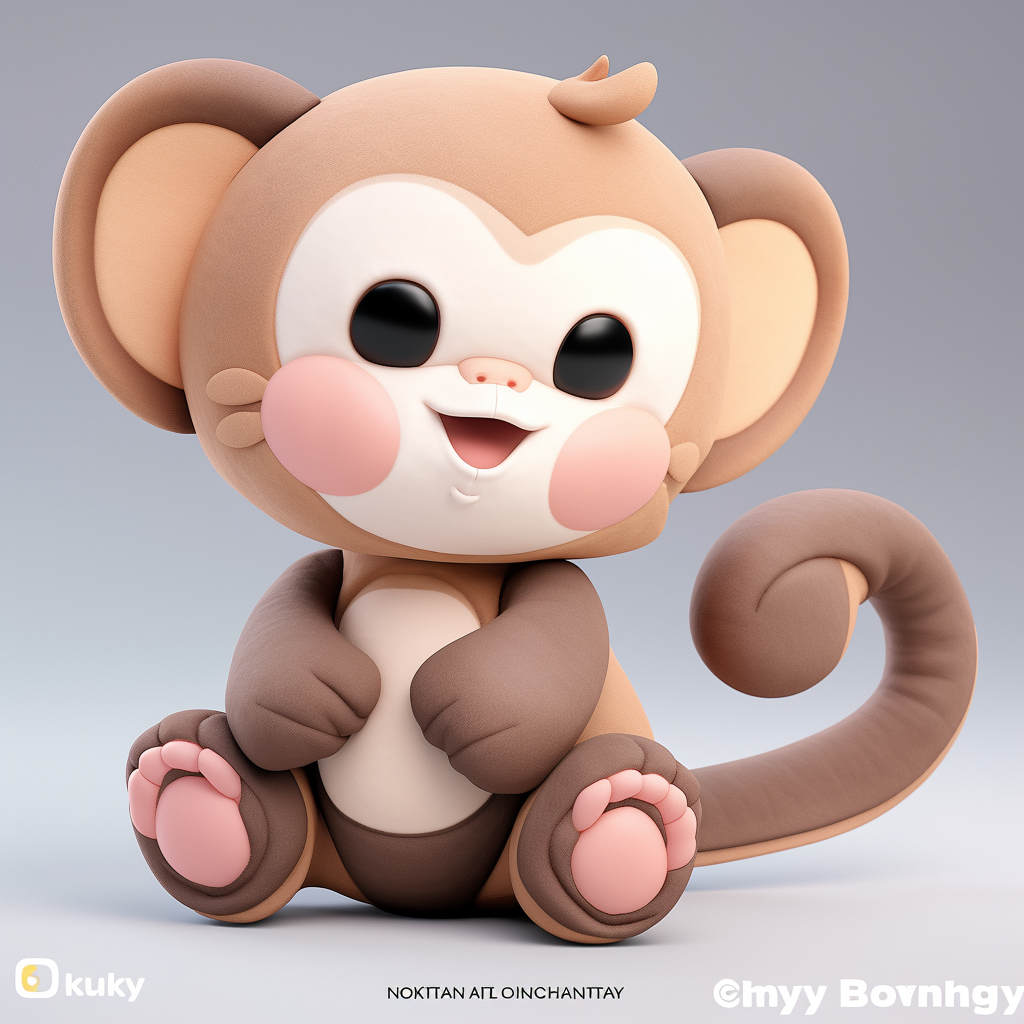 A Happy Baby Monkey Plushie in Dynamic Pose