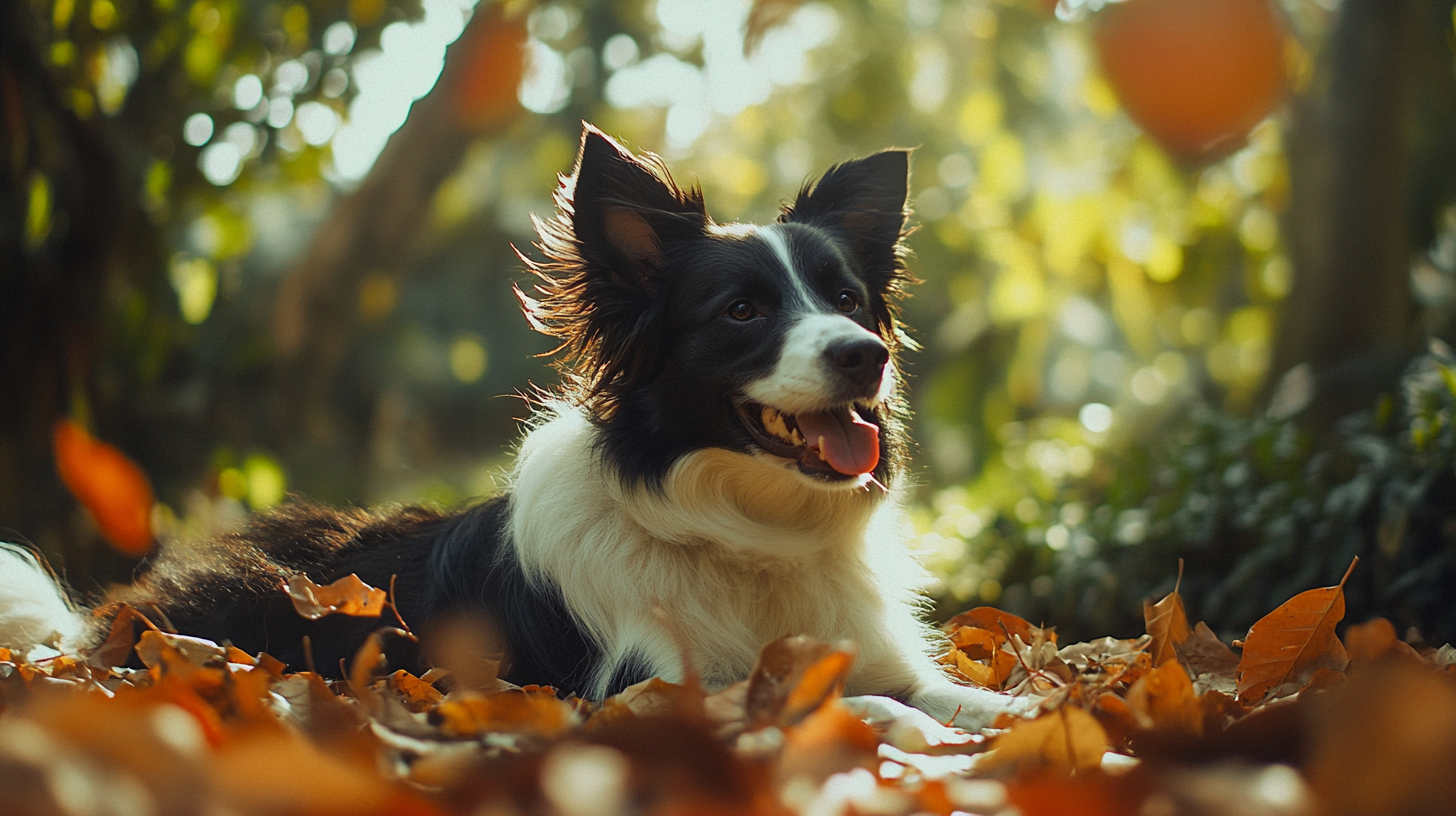 A Happy Border Collie Playing in Mexican Forest