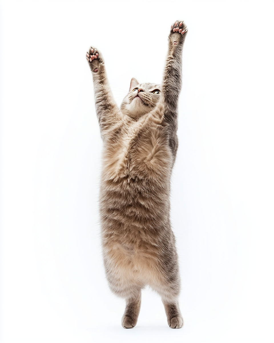 A Happy British Shorthair Cat Playing Joyfully.