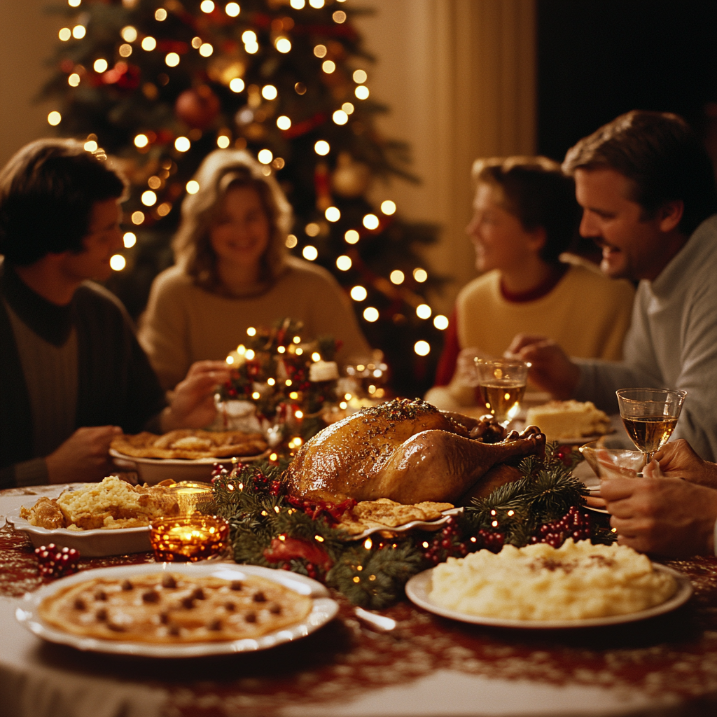 A Happy Christmas Dinner with Family Joy