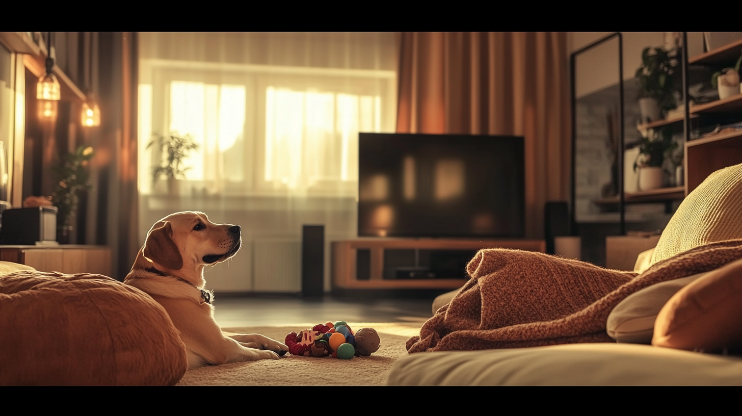 A Happy Dog and Owner in Cozy Living Room