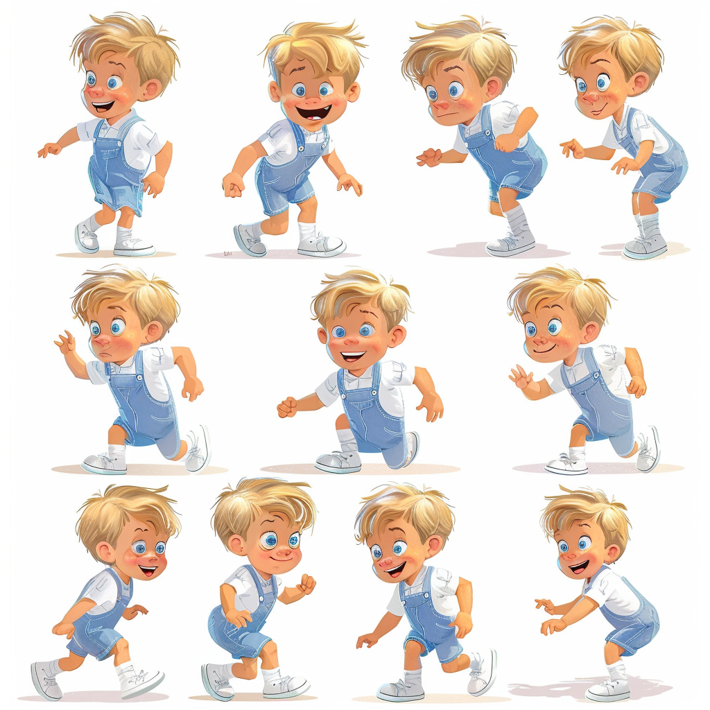 A Happy Little Boy in Different Poses