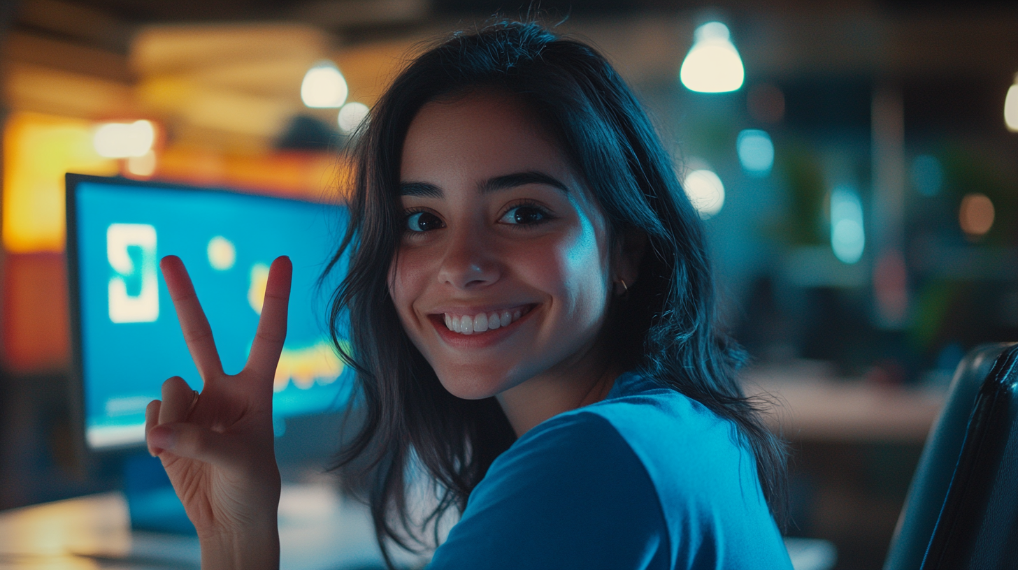 A Happy Mexican Woman in Office Environment