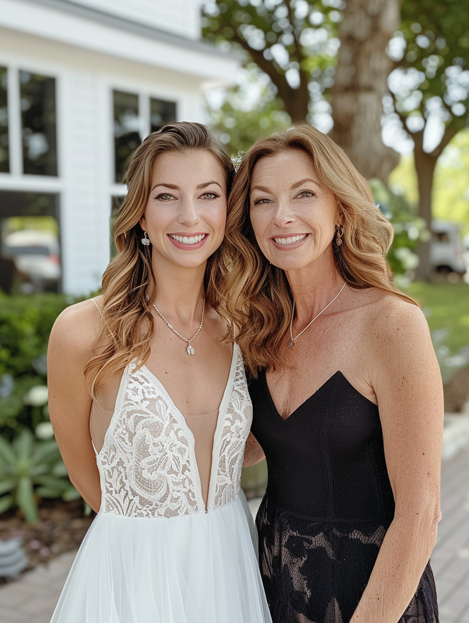 A Happy Mother and Daughter on Wedding Day