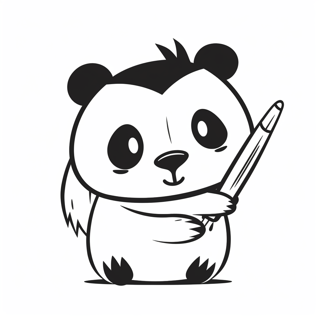 A Happy Panda Writing with an Ink Quill