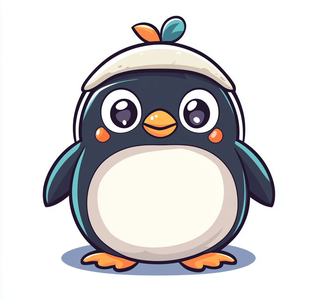 A Happy Penguin with Sweat Bead Emoji