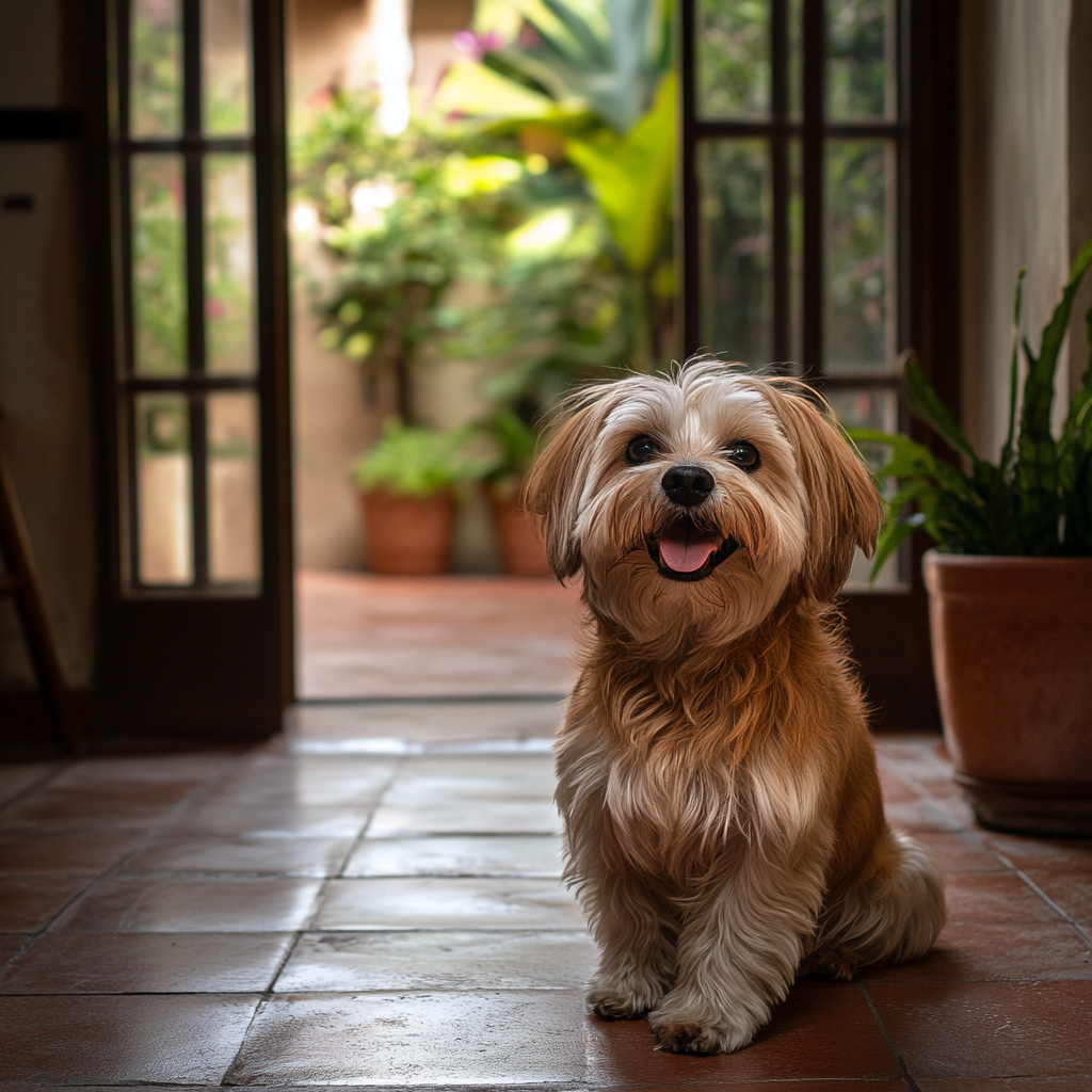 A Happy Shih Tzu Poses Heroically Outdoors