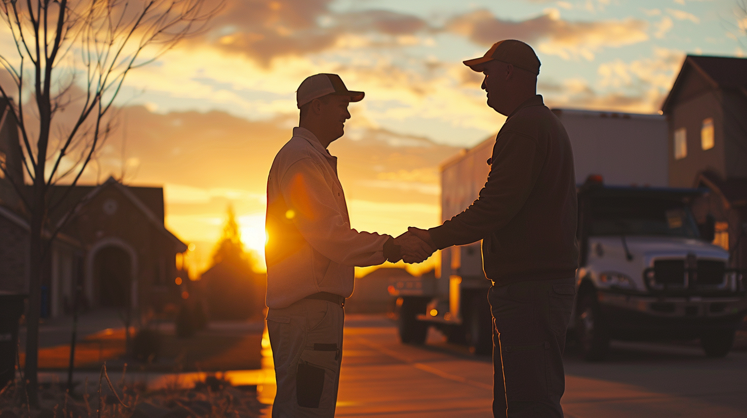 A Happy Worker Shakes Hands with Customer