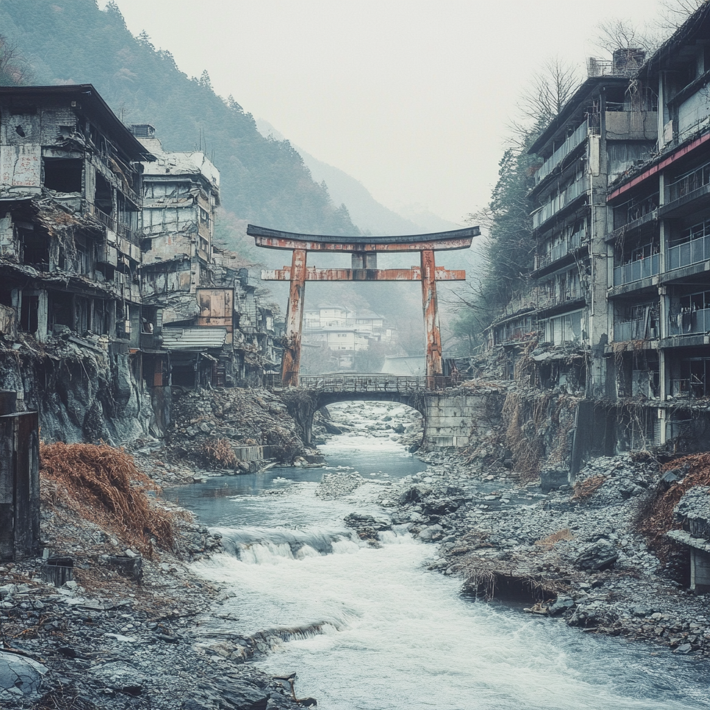 A Haunted Hot Spring Town by a River.