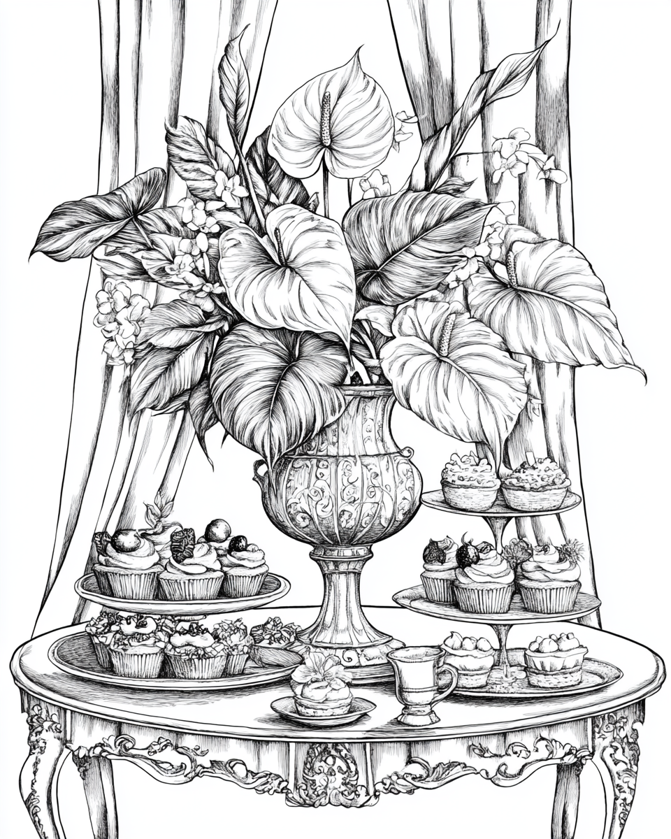 A Hawaiian Flower Arrangement for Coloring Book